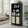 Manhattan Comfort Sheridan Modern Cane Bookcase with Adjustable Shelves Black - Manhattan Comfort Sheridan Modern Cane Bookcase with Adjustable Shelves Black