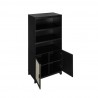 Manhattan Comfort Sheridan Modern Cane Bookcase with Adjustable Shelves Black Open View
