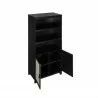 Manhattan Comfort Sheridan Modern Cane Bookcase with Adjustable Shelves Black Open View - Manhattan Comfort Sheridan Modern Cane Bookcase with Adjustable Shelves Black Open View