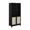 Manhattan Comfort Sheridan Modern Cane Bookcase with Adjustable Shelves Black Side - Manhattan Comfort Sheridan Modern Cane Bookcase with Adjustable Shelves Black Side