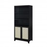 Manhattan Comfort Sheridan Modern Cane Bookcase with Adjustable Shelves Black Other Side