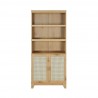Manhattan Comfort Sheridan Modern Cane Bookcase with Adjustable Shelves Nature Front