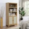 Manhattan Comfort Sheridan Modern Cane Bookcase with Adjustable Shelves Nature - Manhattan Comfort Sheridan Modern Cane Bookcase with Adjustable Shelves Nature