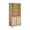 Manhattan Comfort Sheridan Modern Cane Bookcase with Adjustable Shelves Nature Side