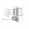 Nova Solo Halifax Glass-Display Hutch Unit - White - Dimension