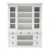 Nova Solo Halifax Mahogany White Distressed Finish Library / Kitchen Hutch with Basket Set and Glass Vitrines - Front Side Angle w/o Basket