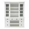 Nova Solo Halifax Mahogany White Distressed Finish Library / Kitchen Hutch with Basket Set and Glass Vitrines - Front Side Angle w/o Basket - Nova Solo Halifax Mahogany White Distressed Finish Library / Kitchen Hutch with Basket Set and Glass Vitrines - Front Side Angle w/o Basket