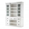 Nova Solo Halifax Mahogany White Distressed Finish Library / Kitchen Hutch with Basket Set and Glass Vitrines - Front Side Angle w/o Basket