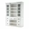 Nova Solo Halifax Mahogany White Distressed Finish Library / Kitchen Hutch with Basket Set and Glass Vitrines - Front Side Angle w/o Basket - Nova Solo Halifax Mahogany White Distressed Finish Library / Kitchen Hutch with Basket Set and Glass Vitrines - Front Side Angle w/o Basket