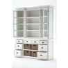 Nova Solo Halifax Mahogany White Distressed Finish Library / Kitchen Hutch with Basket Set and Glass Vitrines - Front Side Angle w/o Basket