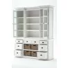 Nova Solo Halifax Mahogany White Distressed Finish Library / Kitchen Hutch with Basket Set and Glass Vitrines - Front Side Angle w/o Basket - Nova Solo Halifax Mahogany White Distressed Finish Library / Kitchen Hutch with Basket Set and Glass Vitrines - Front Side Angle w/o Basket