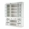 Nova Solo Halifax Mahogany White Distressed Finish Library / Kitchen Hutch with Basket Set and Glass Vitrines - Front Side Angle w/o Basket - Nova Solo Halifax Mahogany White Distressed Finish Library / Kitchen Hutch with Basket Set and Glass Vitrines - Front Side Angle w/o Basket