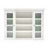 Nova Solo Halifax Mahogany White Distressed Finish Library / Kitchen Hutch with Basket Set and Glass Vitrines - Front Side Angle w/o Basket