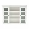 Nova Solo Halifax Mahogany White Distressed Finish Library / Kitchen Hutch with Basket Set and Glass Vitrines - Front Side Angle w/o Basket - Nova Solo Halifax Mahogany White Distressed Finish Library / Kitchen Hutch with Basket Set and Glass Vitrines - Front Side Angle w/o Basket