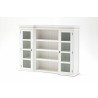 Nova Solo Halifax Mahogany White Distressed Finish Library / Kitchen Hutch with Basket Set and Glass Vitrines - Front Side Angle w/o Basket