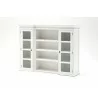 Nova Solo Halifax Mahogany White Distressed Finish Library / Kitchen Hutch with Basket Set and Glass Vitrines - Front Side Angle w/o Basket - Nova Solo Halifax Mahogany White Distressed Finish Library / Kitchen Hutch with Basket Set and Glass Vitrines - Front Side Angle w/o Basket