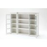 Nova Solo Halifax Mahogany White Distressed Finish Library / Kitchen Hutch with Basket Set and Glass Vitrines - Front Side Angle w/o Basket