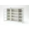 Nova Solo Halifax Mahogany White Distressed Finish Library / Kitchen Hutch with Basket Set and Glass Vitrines - Front Side Angle w/o Basket - Nova Solo Halifax Mahogany White Distressed Finish Library / Kitchen Hutch with Basket Set and Glass Vitrines - Front Side Angle w/o Basket