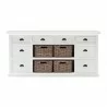 Nova Solo Halifax Mahogany White Distressed Finish Library / Kitchen Hutch with Basket Set and Glass Vitrines - Front Angle  - Nova Solo Halifax Mahogany White Distressed Finish Library / Kitchen Hutch with Basket Set and Glass Vitrines - Front Angle 