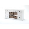 Nova Solo Halifax Mahogany White Distressed Finish Library / Kitchen Hutch with Basket Set and Glass Vitrines - Front Angle 