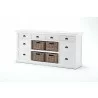 Nova Solo Halifax Mahogany White Distressed Finish Library / Kitchen Hutch with Basket Set and Glass Vitrines - Front Angle  - Nova Solo Halifax Mahogany White Distressed Finish Library / Kitchen Hutch with Basket Set and Glass Vitrines - Front Angle 