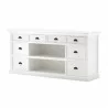 Nova Solo Halifax Mahogany White Distressed Finish Library / Kitchen Hutch with Basket Set and Glass Vitrines - Front Angle  - Nova Solo Halifax Mahogany White Distressed Finish Library / Kitchen Hutch with Basket Set and Glass Vitrines - Front Angle 
