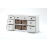 Nova Solo Halifax Mahogany White Distressed Finish Library / Kitchen Hutch with Basket Set and Glass Vitrines - Front Angle 