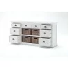 Nova Solo Halifax Mahogany White Distressed Finish Library / Kitchen Hutch with Basket Set and Glass Vitrines - Front Angle  - Nova Solo Halifax Mahogany White Distressed Finish Library / Kitchen Hutch with Basket Set and Glass Vitrines - Front Angle 