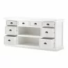 Nova Solo Halifax Mahogany White Distressed Finish Library / Kitchen Hutch with Basket Set and Glass Vitrines - Front Angle  - Nova Solo Halifax Mahogany White Distressed Finish Library / Kitchen Hutch with Basket Set and Glass Vitrines - Front Angle 