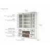 Nova Solo Halifax Mahogany White Distressed Finish Library / Kitchen Hutch with Basket Set and Glass Vitrines - DImension - Nova Solo Halifax Mahogany White Distressed Finish Library / Kitchen Hutch with Basket Set and Glass Vitrines - DImension