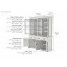 Nova Solo Halifax Buffet, Hutch Unit with 4 Glass Doors - Dimension