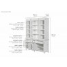 Nova Solo Skansen Kitchen Hutch Cabinet with 5 Doors, 3 Drawers - Dimension