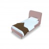 Manhattan Comfort Heather Velvet Twin Bed in Blush with Gold Legs Top Angle