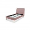 Manhattan Comfort Heather Velvet Twin Bed in Blush with Gold Legs Frame