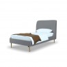 Manhattan Comfort Heather Velvet Twin Bed in Grey with Black Legs