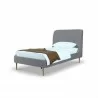 Manhattan Comfort Heather Velvet Twin Bed in Grey with Black Legs - Manhattan Comfort Heather Velvet Twin Bed in Grey with Black Legs