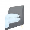 Manhattan Comfort Heather Velvet Twin Bed in Grey with Black Legs 