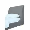 Manhattan Comfort Heather Velvet Twin Bed in Grey with Black Legs  - Manhattan Comfort Heather Velvet Twin Bed in Grey with Black Legs 