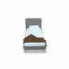 Manhattan Comfort Heather Velvet Twin Bed in Grey with Black Legs Top - Manhattan Comfort Heather Velvet Twin Bed in Grey with Black Legs Top