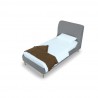 Manhattan Comfort Heather Velvet Twin Bed in Grey with Black Legs Top Angle
