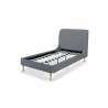 Manhattan Comfort Heather Velvet Twin Bed in Grey with Black Legs Frame Side