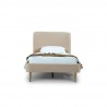 Manhattan Comfort Heather Velvet Twin Bed in Cream with Black Legs