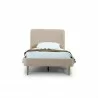 Manhattan Comfort Heather Velvet Twin Bed in Cream with Black Legs - Manhattan Comfort Heather Velvet Twin Bed in Cream with Black Legs