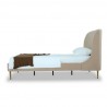 Manhattan Comfort Heather Velvet Twin Bed in Cream with Black Legs Side
