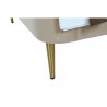 Manhattan Comfort Heather Velvet Twin Bed in Cream with Black Legs 