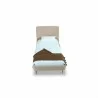 Manhattan Comfort Heather Velvet Twin Bed in Cream with Black Legs Front - Manhattan Comfort Heather Velvet Twin Bed in Cream with Black Legs Front