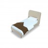 Manhattan Comfort Heather Velvet Twin Bed in Cream with Black Legs Top Angle