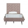 Manhattan Comfort Crosby Modern Twin-Size Upholstered Velvet Bedframe and Headboard in Blush