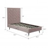 Manhattan Comfort Crosby Modern Twin-Size Upholstered Velvet Bedframe and Headboard in Blush Dimensions View