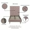 Manhattan Comfort Crosby Modern Twin-Size Upholstered Velvet Bedframe and Headboard in Blush - Manhattan Comfort Crosby Modern Twin-Size Upholstered Velvet Bedframe and Headboard in Blush